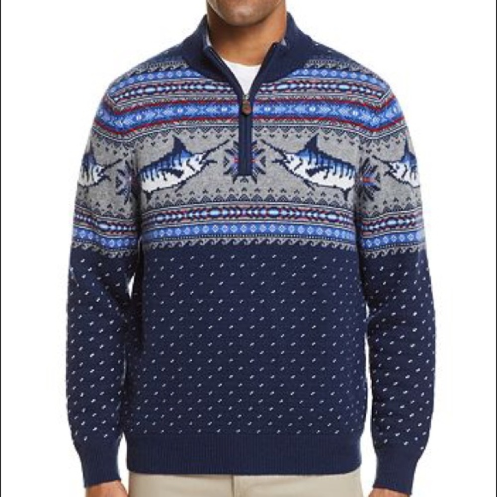 Vineyard Vines Men’s XS Quarter Zip - Marlin Pattern